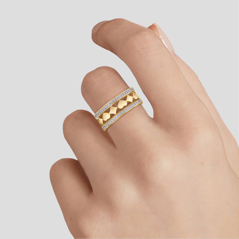 Hearts&Diamonds DELIGHT PAVÉ Ring in Yellow Gold