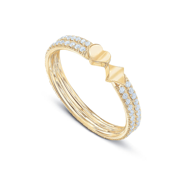 Hearts&Diamonds DOUBLE DELIGHT PAVÉ Ring in Yellow Gold