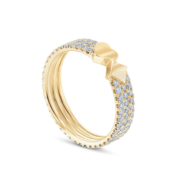 Hearts&Diamonds TRIPPLE DELIGHT PAVÉ Ring in Yellow Gold