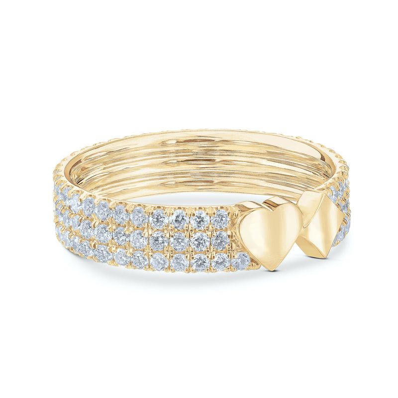 Hearts&Diamonds TRIPPLE DELIGHT PAVÉ Ring in Yellow Gold