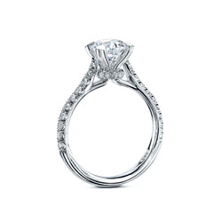 Hearts&Diamonds HIDDEN HALO Engagement Ring in White Gold or Platinum
