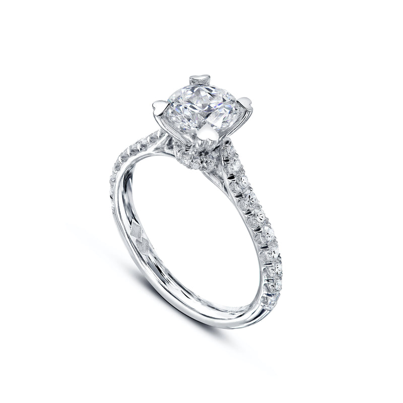 Hearts&Diamonds HIDDEN HALO Engagement Ring in White Gold or Platinum