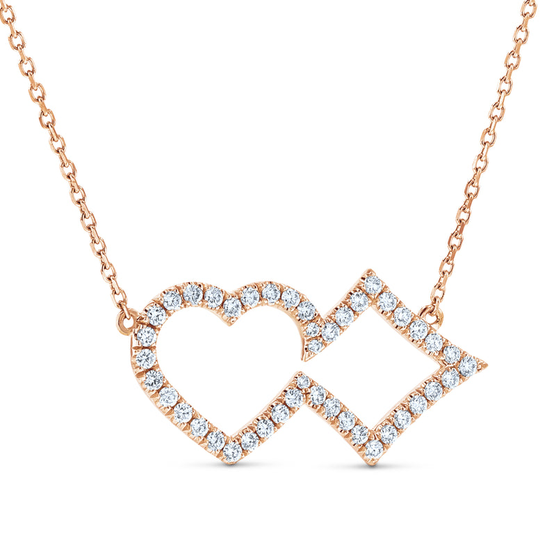 Diamond Small Elongated Heart Necklace Rose Gold